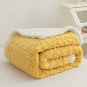 Comfortable Soft Autumn Winter Coral Fleece Polyester Fiber Thicken Office Sofa Afternoon Nap Beddings Blanket