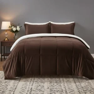 Comfortable Soft and Warm 3 piece Flannel Sherpa Reversible Polyester Comforter Set