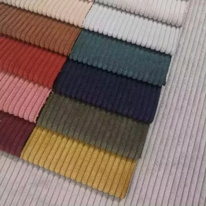 Comfortable Waterproof Knitted Warp Corduroy Sofa Fabric Dyed Plain Striped Cotton for Upholstery Furniture