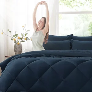 Comforter Bedding Set 100% Polyester Filling and Fabric Soft Durable Quilt Set with Pillowcases and Decorative Shams