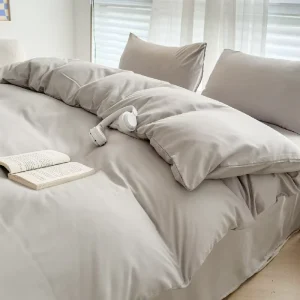 Comforter Queen Size Neutral 4 Pieces Comforter Set Lightweight Solid Bedding Set All Seasons Soft Queen Comforter Set