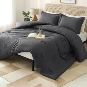 Comforter Set 3 Piece Grey Bedding Comforters Sets Down Alternative Soft Bed Set 1 Comforter 2 Pillow Shams