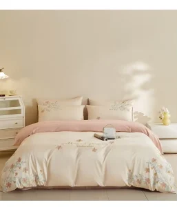 Comforter Set Long-Staple Cotton 4-Piece All-Embroidered Sheets Water Resistant Wool