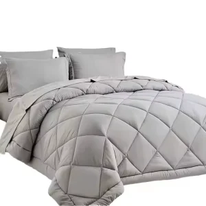 Comforter Set Polyester Microfiber Quilted Bedding Plain 4 Piece for Home Hotel Use Four Seasons