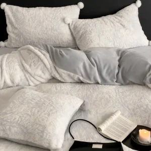 Comforter Set Quality 4-Piece Bedding Set Ultra Soft Coral Fleece Duvet Cover and Sheet Quilt Cover for Winter for Cozy Bedroom
