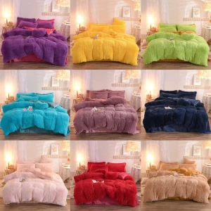 Comforter Set Queen King Size Custom Fluffy Plush Luxury Duvet Cover Bedding Set