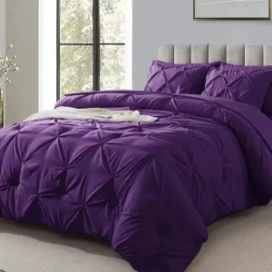 Comforter Set Soft Fluffy Pinch Pleated Comforter Breathable and All Season Bedding Set for Queen Size Bed