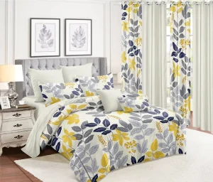 Comforter Set with Matching Curtains Home Hotel Use 100% Polyester Printed Microfiber Bedding Set OEKO TEX Certified 1800TC