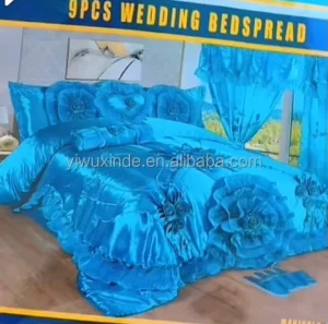 Comforter Sets Bedding Luxury 3D Flower Lace Bride Bedding Set Wedding Bedding with Matching Curtains