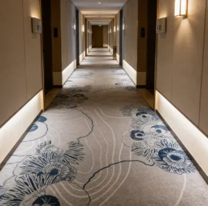 Commercial Carpet Broadloom Resort Hotel Polyester Nylon Printed Textured Loop Pile Fade Resistant Moisture Proof High Traffic