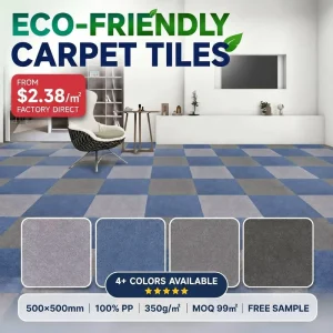 Commercial Carpet Tiles 50×50 Office Carpet Tiles PP Modular Square Carpet Tile Eco Non-Woven Bitumen-Free Floor Tiles