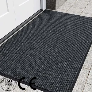 Commercial Door Mats Polyester Welcome Mats Modern Striped Entrance Mat Large Ribbed Scraper Front Door Mat for Home
