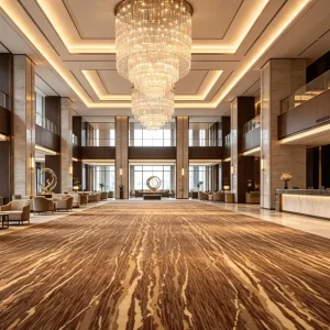 Commercial Fit out Polyester Wall to Wall Lobby Carpet Flame Retardant Durable Custom Design Free Sample Available