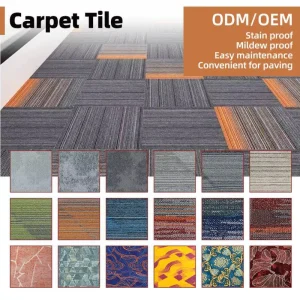 Commercial Floor Mat Interlocking Carpet Tiles Easy to Peel and Stick Carpet Floor Tile Rubber Backing Nylon Carpet Tiles 50×50