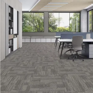 Commercial Grade Square Office Carpet Tiles Removable Thick Nylon Non-Slip Non-woven Backing Modern Striped Pattern Loop Pile