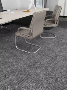 Commercial High End Office Carpet Tiles Loop Pile Modular Gray Carpet Tile with Subtle Wave Texture Durable Water Resistant
