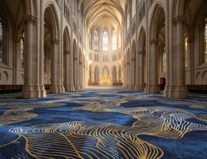 Commercial Jacquard Wall Carpet 4m Woven Back Nylon Stain Resistant Sound Absorbing Ballroom Lobby