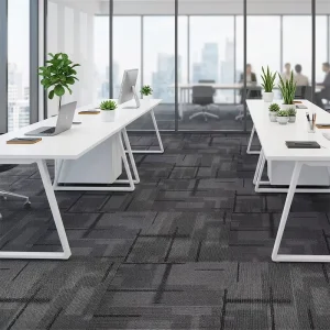 Commercial Loop Pile Carpet Tiles Polypropylene Reversible Stain Resistant Antimicrobial PET Friendly Cushioned Non Slip Carpet