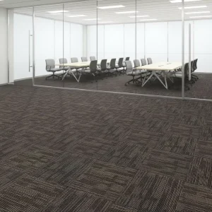 Commercial Modern Design Office Carpet Tiles Interlocking Loop Pile Striped Easy Stick Polypropylene Cushioned Carpet
