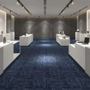 Commercial Office Carpet Tiles Bitumen Backing Stripe Square 50×50 PP Material Hotel Corridor