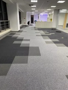 Commercial PP Linear Striated Pattern Modern 25*100cm Non-Slip Soft Floor Carpet Tile for Office Bedroom Living Room Basement