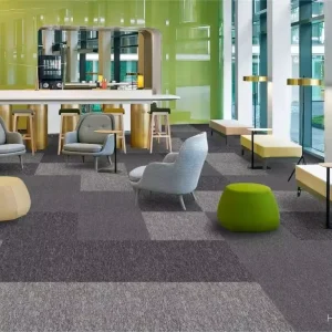 Commercial PP Linear Striated Pattern Modern 25*100cm Non-Slip Soft Floor Carpet Tile for Office Bedroom Living Room Basement