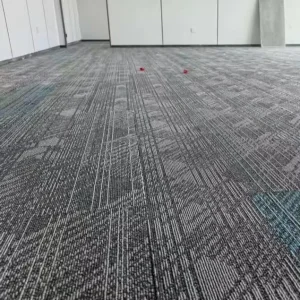 Commercial PP Linear Striated Pattern Modern 25*100cm Non Slip Soft Floor Carpet Tile for Office Bedroom Living Room Basement