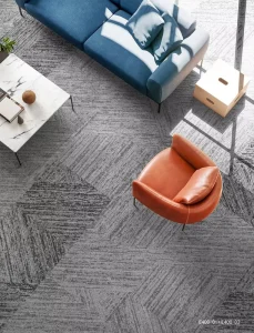 Commercial Plaid Pattern Sound Absorbing Carpet Tiles 50x50cm PVC Backing Anti Slip Eco Friendly Modern Design for Office Retail