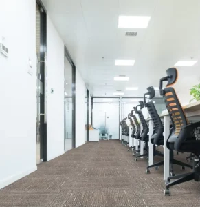 Commercial Sound Absorb Carpet Tile 50×50 PVC Back PET Hypoallergenic Anti-Slip Retail Reception Floor Squares