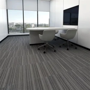 Commercial Striped Loop Pile Carpet Tiles Wear Resistant Modular Flooring for Office Corridor and Hotel Guest Room