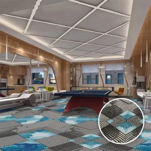 Commercial Wall Wall Carpet Modern Puzzle Pattern Nylon Cut Pile Woven Jacquard Machine Made Plush Non Slip Stain Resistant