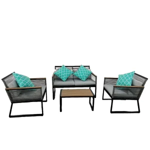 Compact Top Selling Modern Aluminum Sofa Set with Waterproof Cushions for Small Patios Villas & Parks