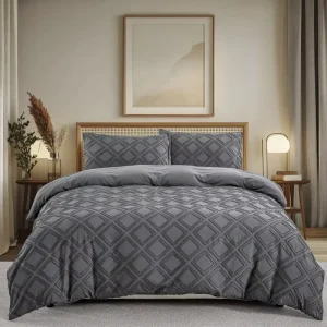 Competitively Priced Three Piece Bedding Set Eco Friendly Breathable Jacquard Pattern in Solid Polyester for Home or Hotel Use