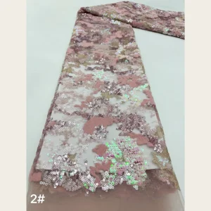 Complex Technology Heavy Industry Lace Fabric Embroidered Anti-Bacteria Polyester/Metallic Medium Weight + Bead + Color Line +