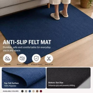 Composite Polyester Felt Anti Skid Carpet Fabric with Point Plastic Backing High Resilience Tufting Rug Pad Material