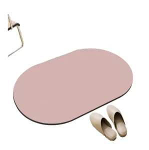 Contemporary Earth Bath Mat Machine Made Eco-Friendly Fast Drying Absorbent Non-Slip Diatomite Solid Pattern Minimalist Design
