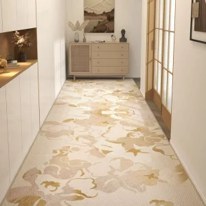 Contemporary Modern Crystal Velvet Long Runner Rug Anti-Slip Abstract Pattern Polyester for Home Hallway Use