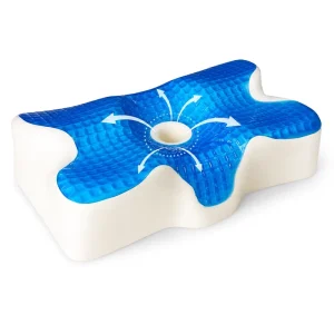 Contour Cervical Memory Foam Pillow Knitted Eco Friendly Adjustable Dual Height Cooling Gel Layer Center Hollow