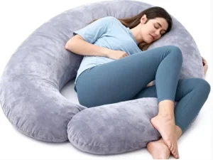Contoured Full Support Breastfeeding Nursing Pillow Removable Washable Cover Back Leg Hip Abdomen Support Maternity Pillow