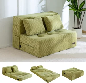 Convertible Sofa Bed Loveseat Sleeper Pillow Tufted Folding Design Foam Cushion Floor Couch Lazy Chair for Living Bedroom Guest