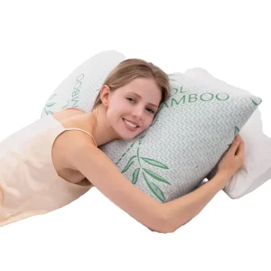 Cooling Bamboo Shredded Memory Foam Bed Pillow 2 Pack King Size Firm Pillow Gel for Neck Support and Hotel Bed Rest Pillow