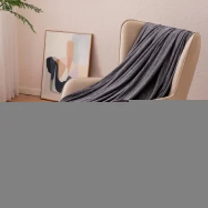 Cooling Blanket for Hot Sleepers Reversible Lightweight Polyester Nylon Summer Blanket for Bed Couch Sofa 90×90″ Dark Gray