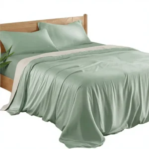 Cooling Breathable Rayon Derived From Bamboo Double Duvet Cover Set with 2 Pillowcases Zipper Closure Plain Summer Bedding