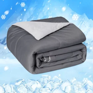 Cooling Comforter Double Sided Cold Tech Fabric Cooling Blanket Soft Breathable Silky Smooth Lightweight Grey Summer Comforter
