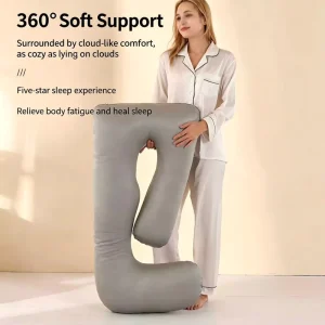 Cooling J Shaped Pregnancy Pillow Ice Silk Full Body Support for Side Sleeping Nursing