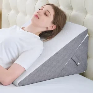 Cooling Memory Foam Top Washable Bed Pillow Neck Back Pain Support Cozy Reading Elevated Body Wedge Pillow