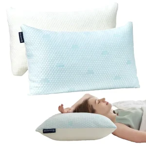 Cooling Neck Solid 200TC Embossed Queen Size Gel Bed Pillows 1 Pack Shredded Memory Foam Custom Support Pillow Sleeping