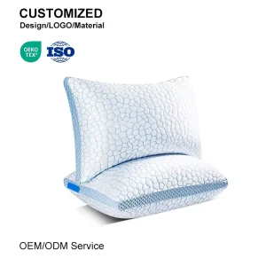 Cooling Pillows for Sleeping Shredded Memory Foam 2 Pack Gel Bed Pillows Queen Size Set of 2 Support Soft Pillow