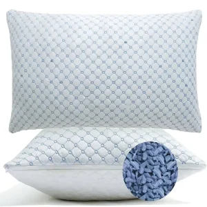 Cooling Queen Size Bed Pillows Set 2 Piece Shredded Memory Foam Adjustable Neck Support Breathable Durable for Side Back Stomach