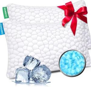 Cooling Shredded Memory Foam Pillows for Sleeping Adjustable Firm Bed Pillow Cool Luxury Gel Pillow for Neck Support